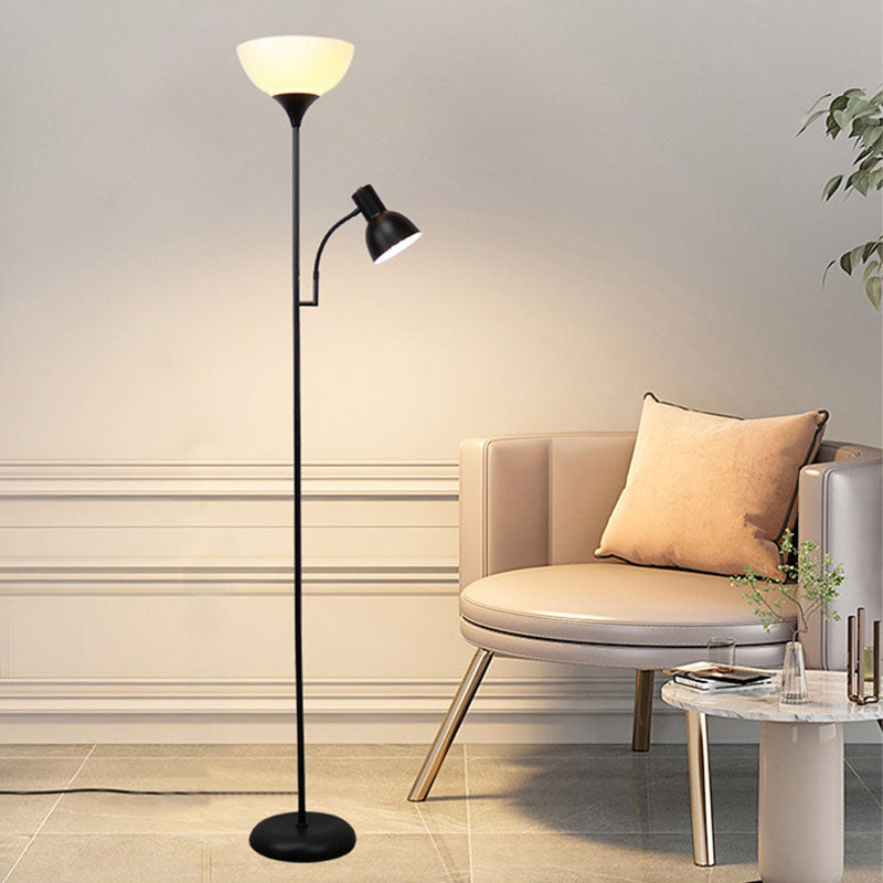 Minimalist Iron Floor Lamp with Two Light Sources in Black or Gold