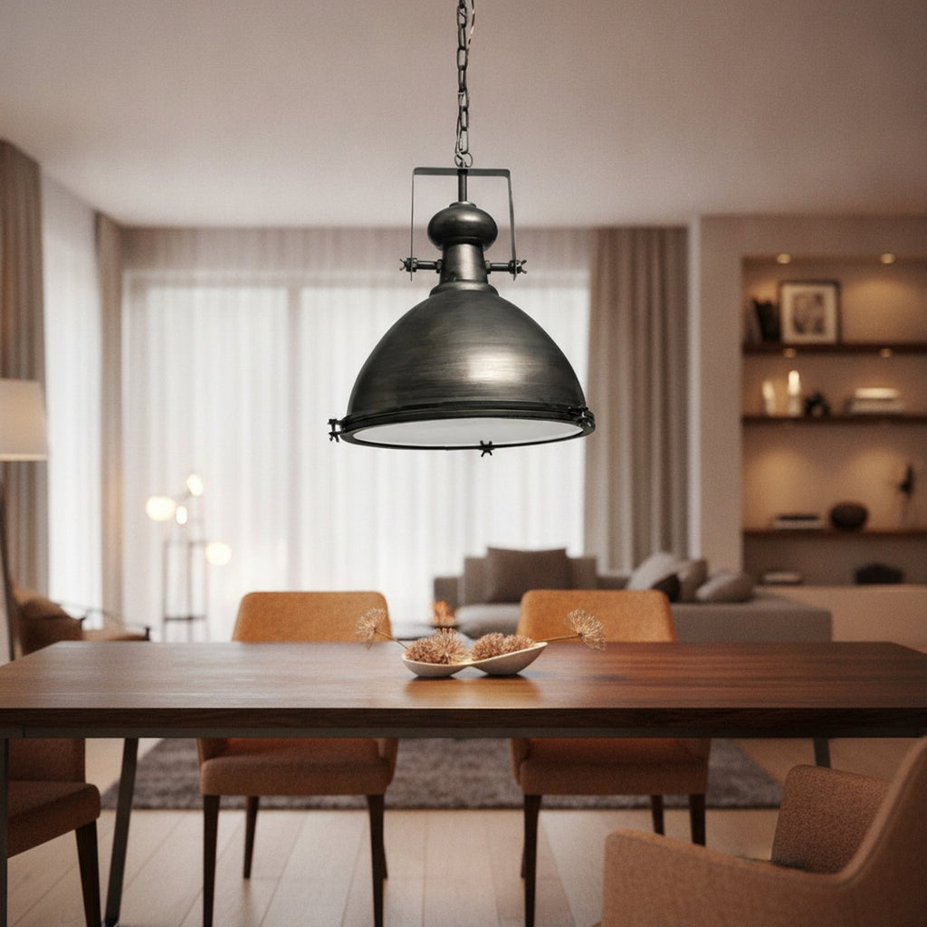 Industrial Gray Metal Hanging Pendant Light - L3
