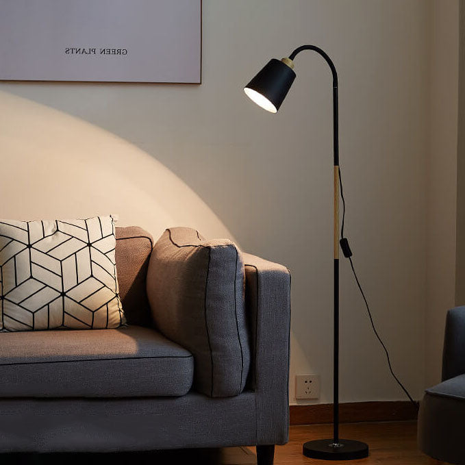 Modern Floor Lamp with Iron Base and Selectable Shade