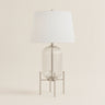 Nickel & Glass Table Lamp with White Empire Shade
