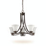 Bronze Five-Light Chandelier with White Shades