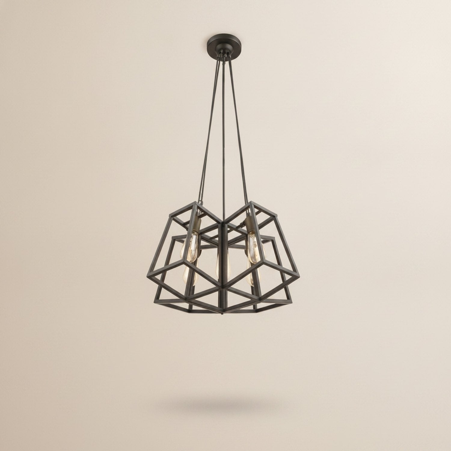 Bronze Lantern Five Light Metal Dimmable Chandelier - hero