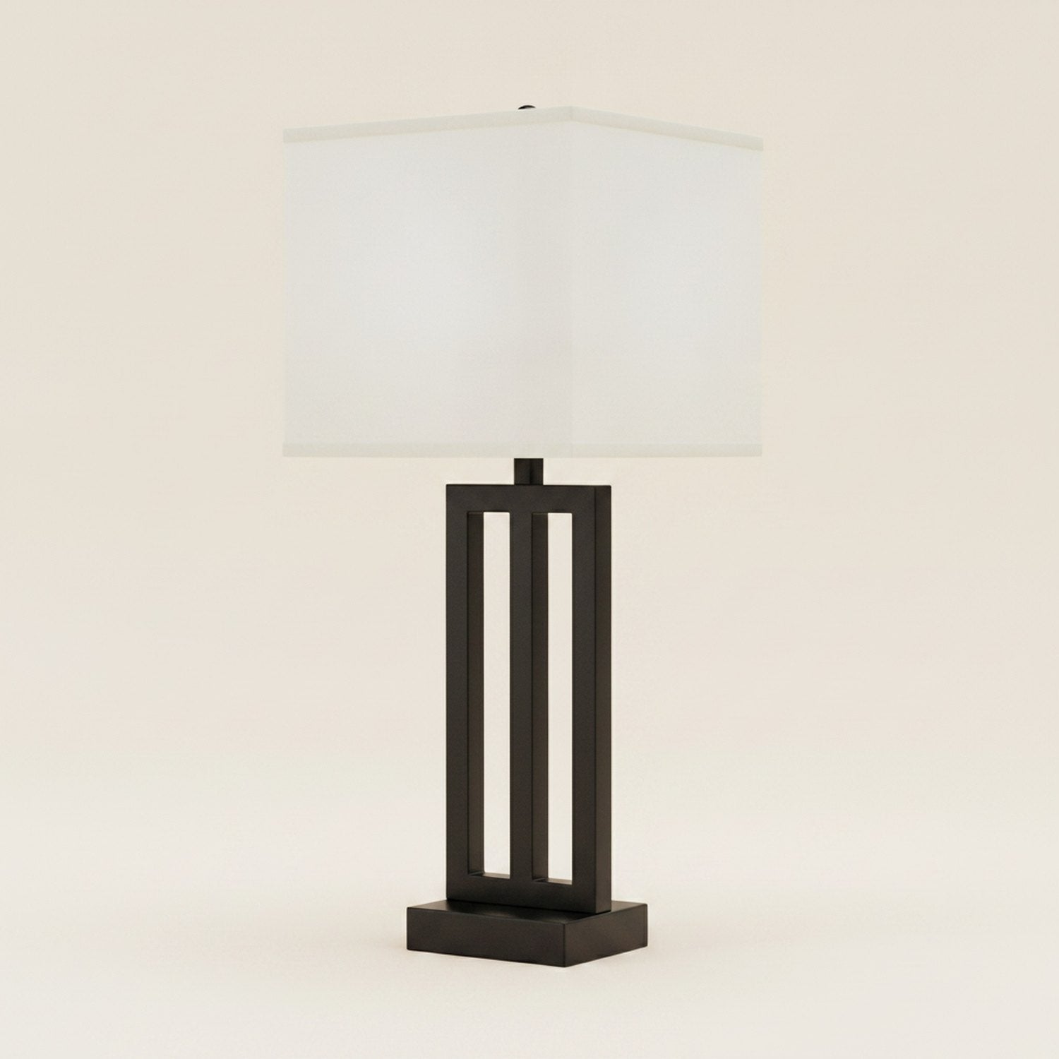 30" Black Metal USB Table Lamp With White Shade - hero