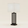Black Table Lamp with USB Port & White Shade