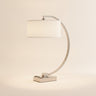 Nickel Lantern Table Lamp with USB Port & White Shade