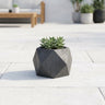 Geometric Concrete-Look Planter 30cm — Graphite