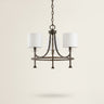 Bronze Three-Light Chandelier with White Shades