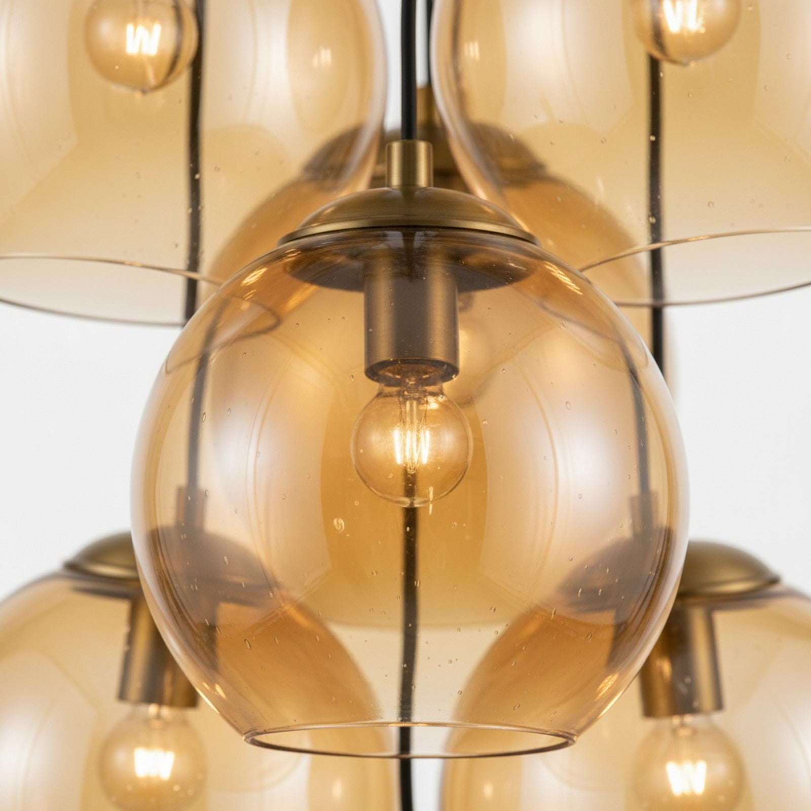 Murano-Style Glass Cluster Pendant - close-up of hand-blown amber glass texture and color gradients