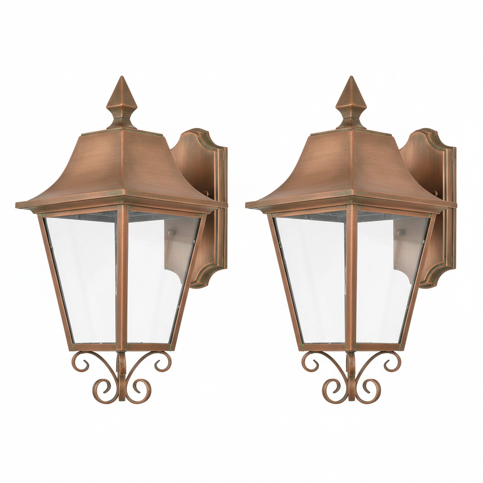 Copper Outdoor Wall Lantern Pair - Product Image