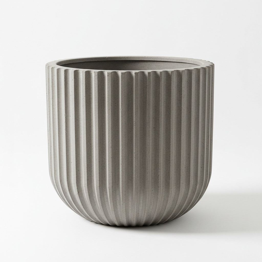 Concrete Ribbed Cylinder Planter - Product Photo