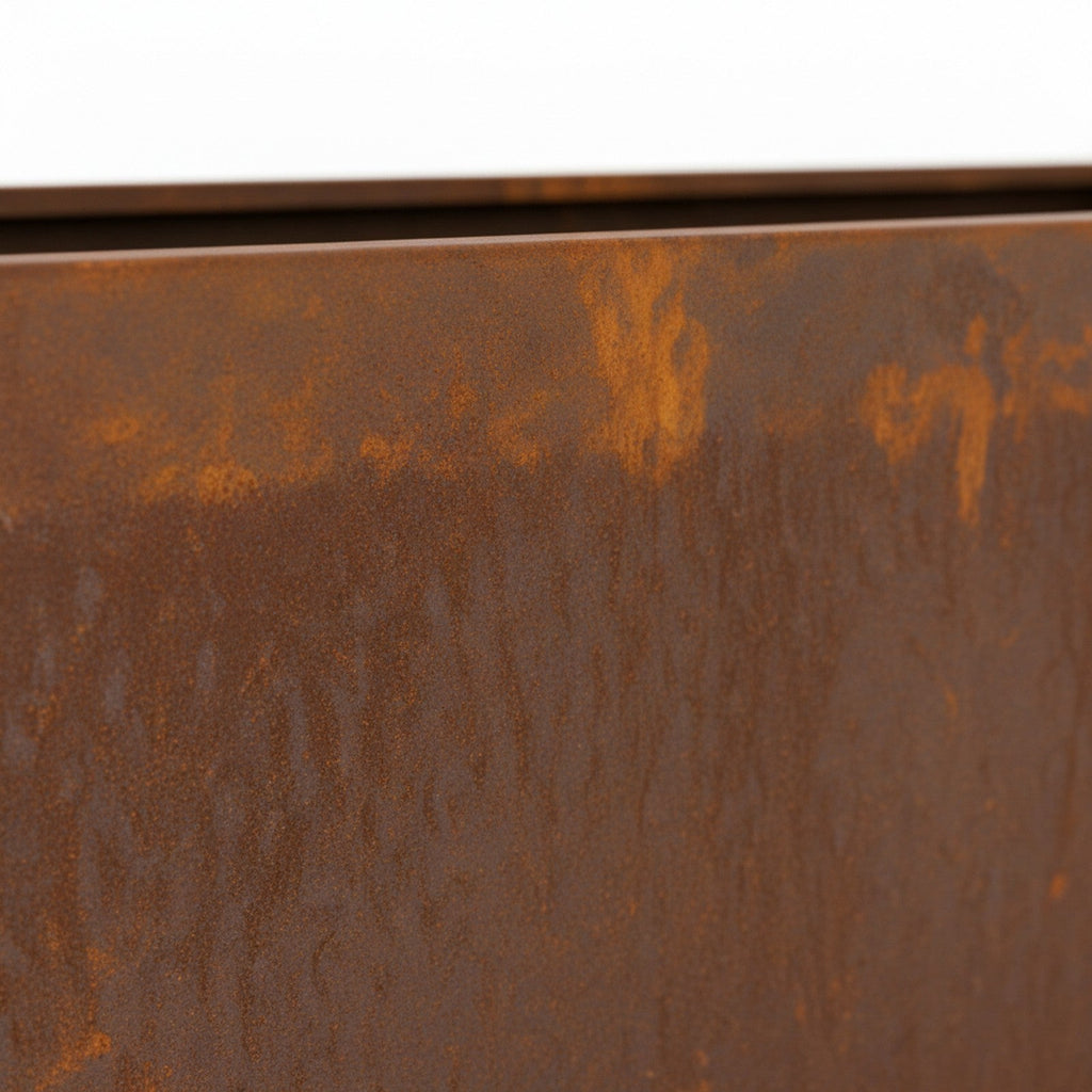 Corten Steel Rectangular Planter - Detail