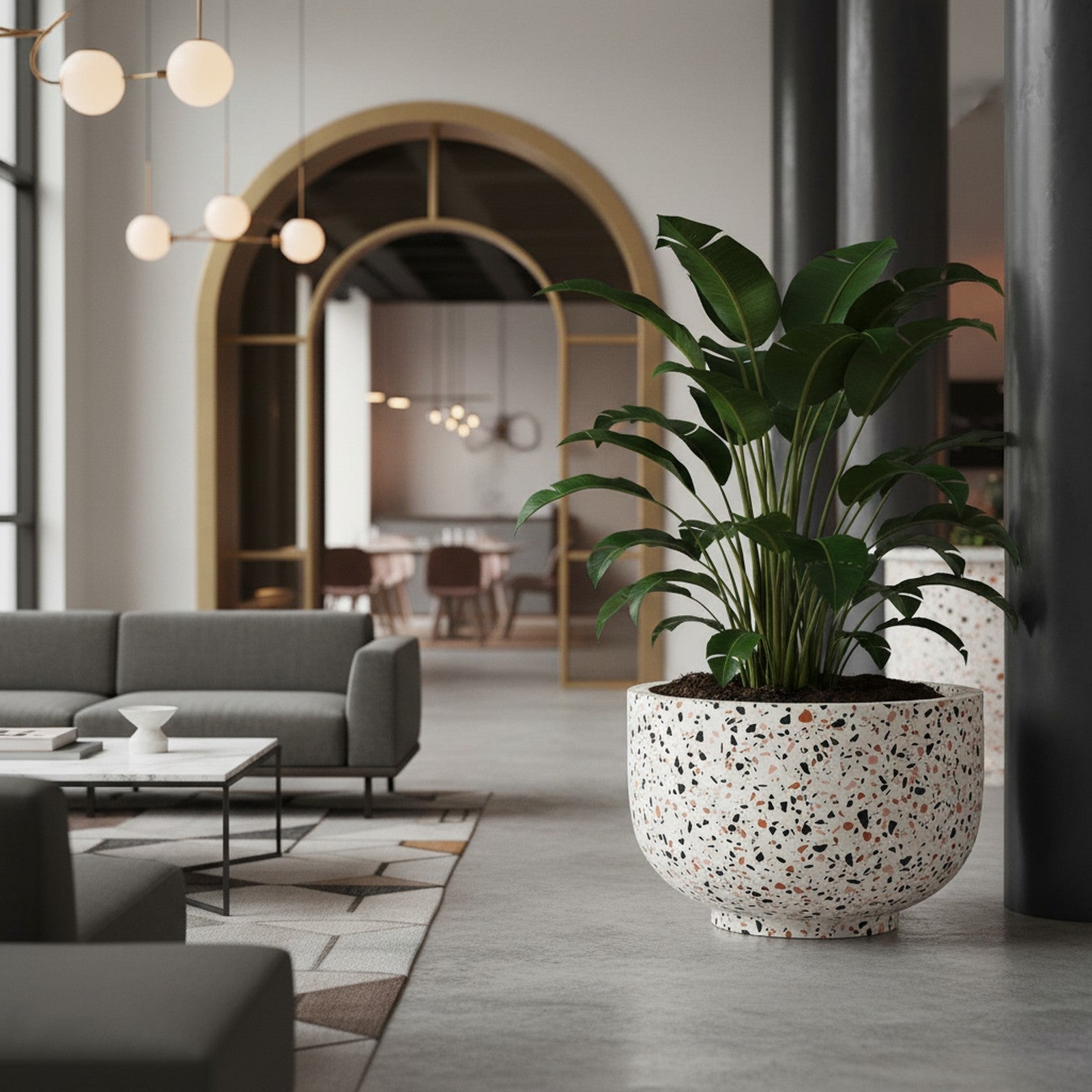 Terrazzo Round Planter - Context Scene