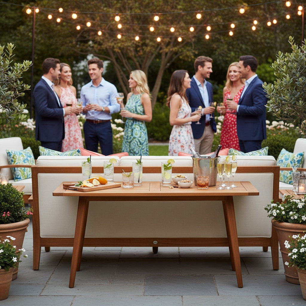 Teak Outdoor Console Table - Context Scene