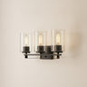 Textured Glass Three-Light Wall Sconce, Black