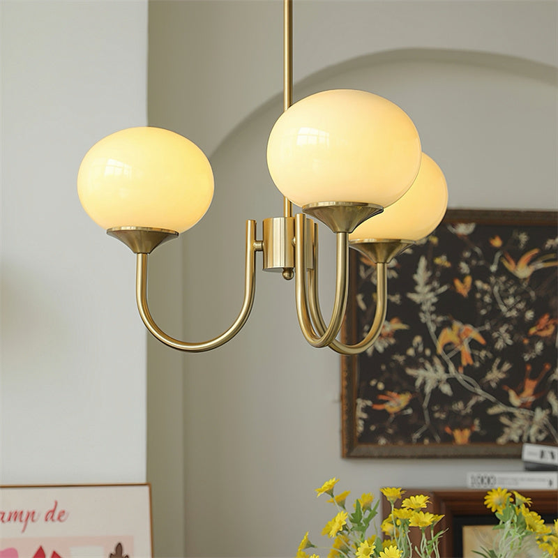 3-Lamp Pink/White/Beige Chandelier
