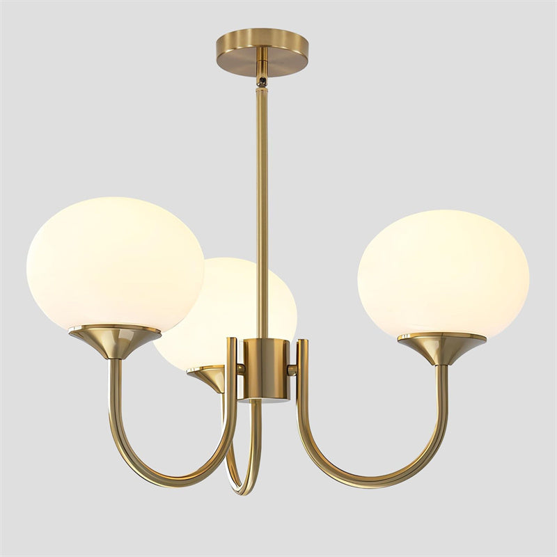 3-Lamp Pink/White/Beige Chandelier