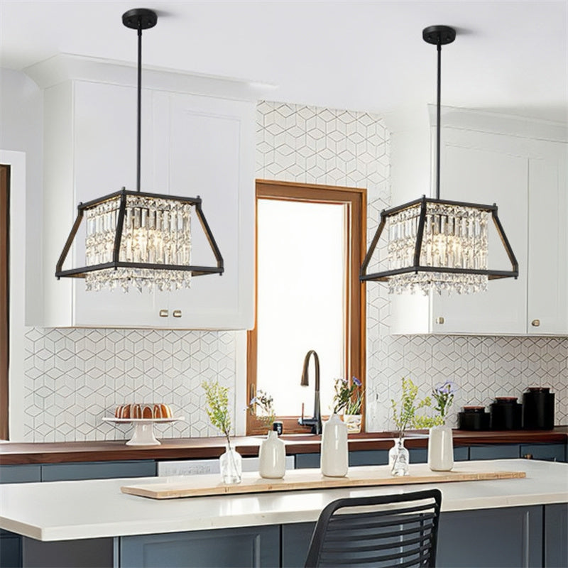 Rustic Style Crystal Pendant Lamp for Dining Room