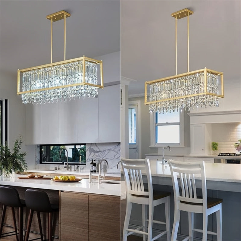 Rustic Style Crystal Pendant Lamp for Dining Room