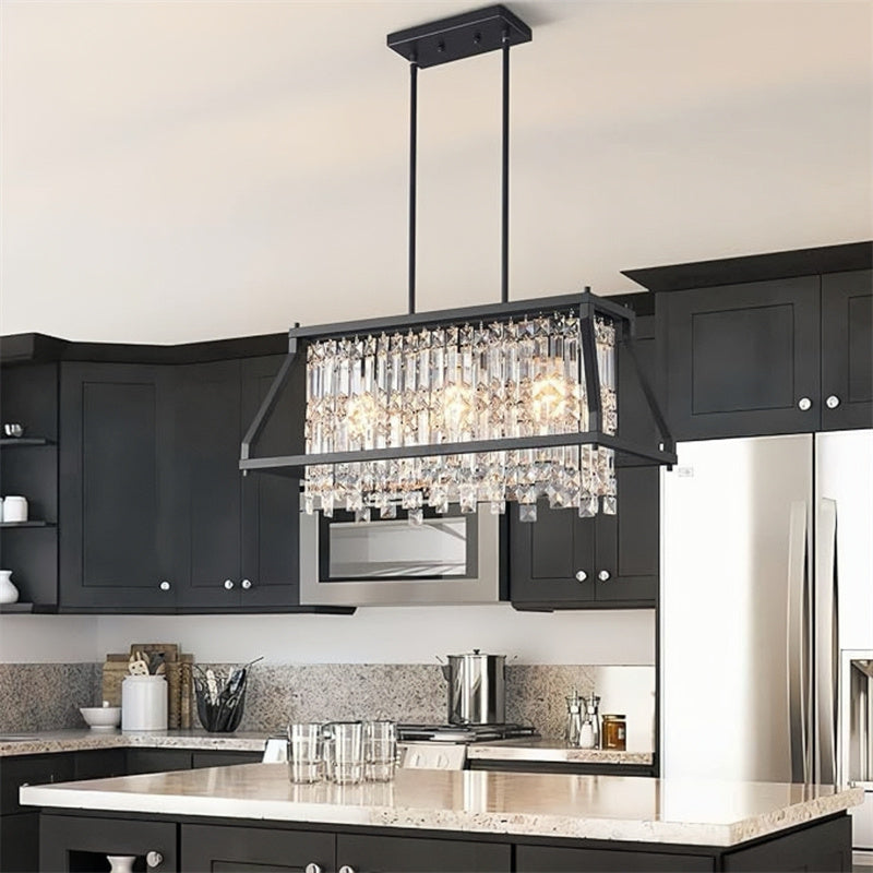 Rustic Style Crystal Pendant Lamp for Dining Room