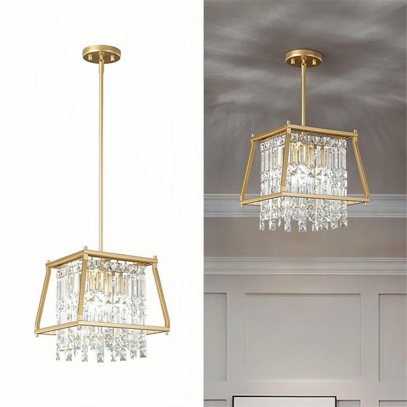 Rustic Style Crystal Pendant Lamp for Dining Room