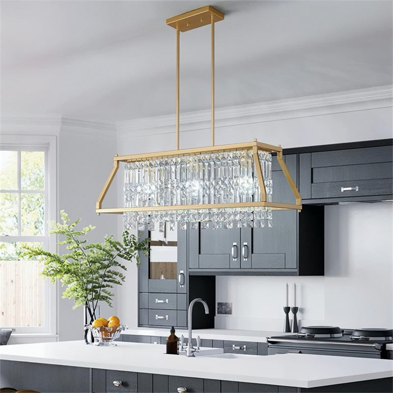 Rustic Style Crystal Pendant Lamp for Dining Room