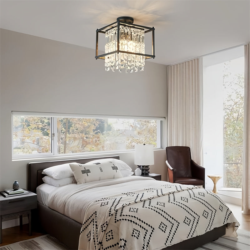 Rustic Style Crystal Pendant Lamp for Dining Room