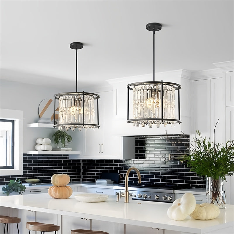 Rustic Style Crystal Pendant Lamp for Dining Room