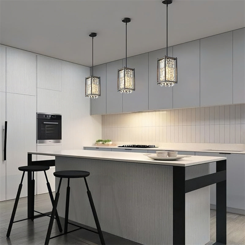 Rustic Style Crystal Pendant Lamp for Dining Room