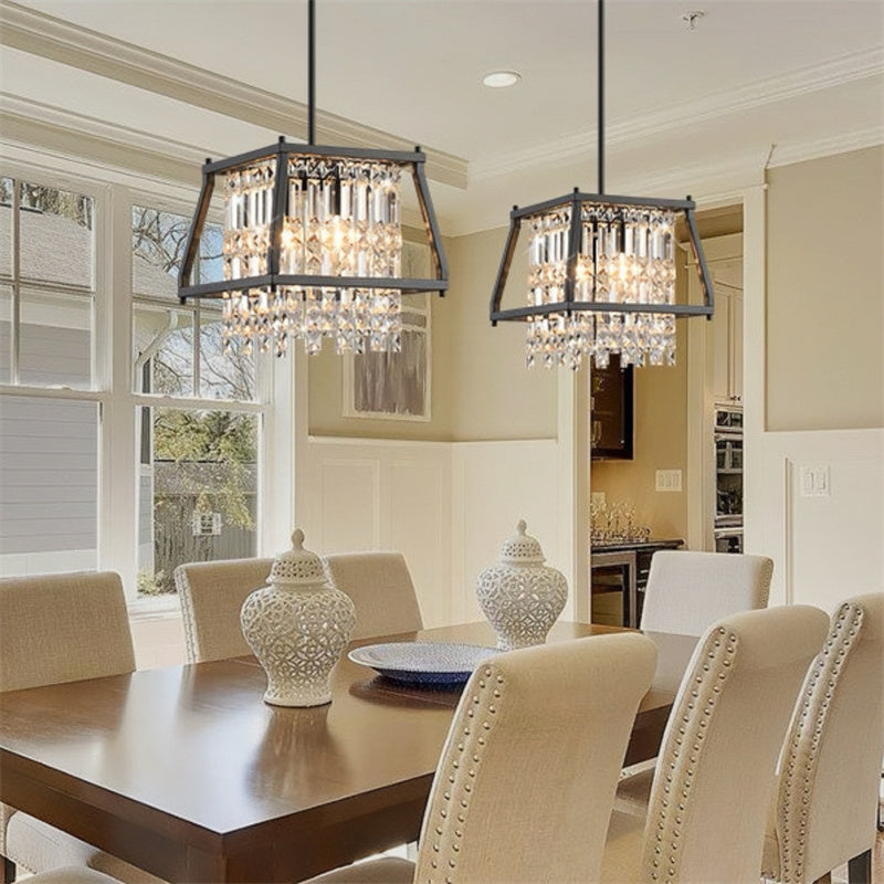 Rustic Style Crystal Pendant Lamp for Dining Room