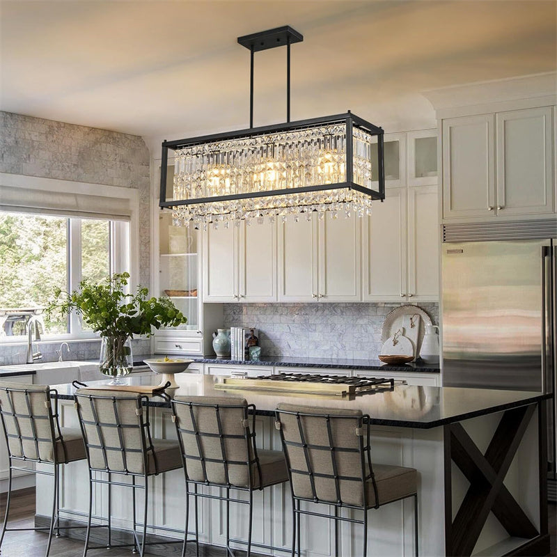 Rustic Style Crystal Pendant Lamp for Dining Room