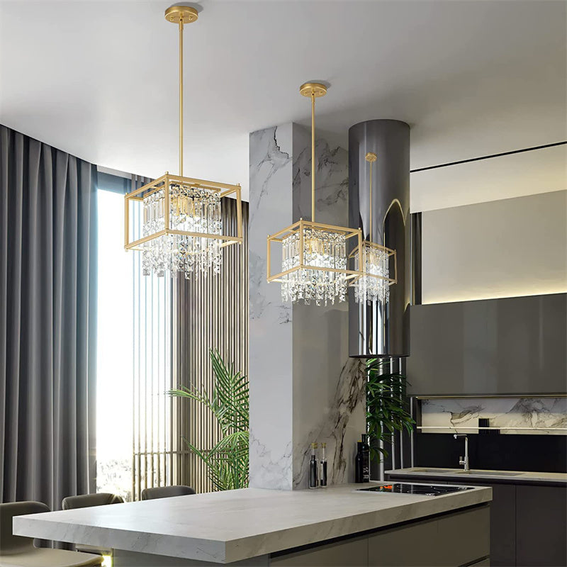 Rustic Style Crystal Pendant Lamp for Dining Room