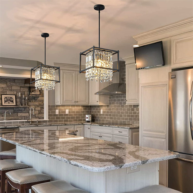 Rustic Style Crystal Pendant Lamp for Dining Room