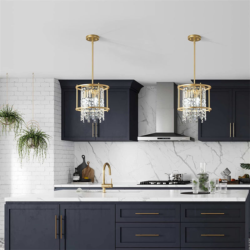 Rustic Style Crystal Pendant Lamp for Dining Room