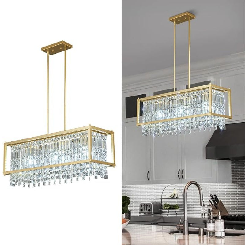 Rustic Style Crystal Pendant Lamp for Dining Room