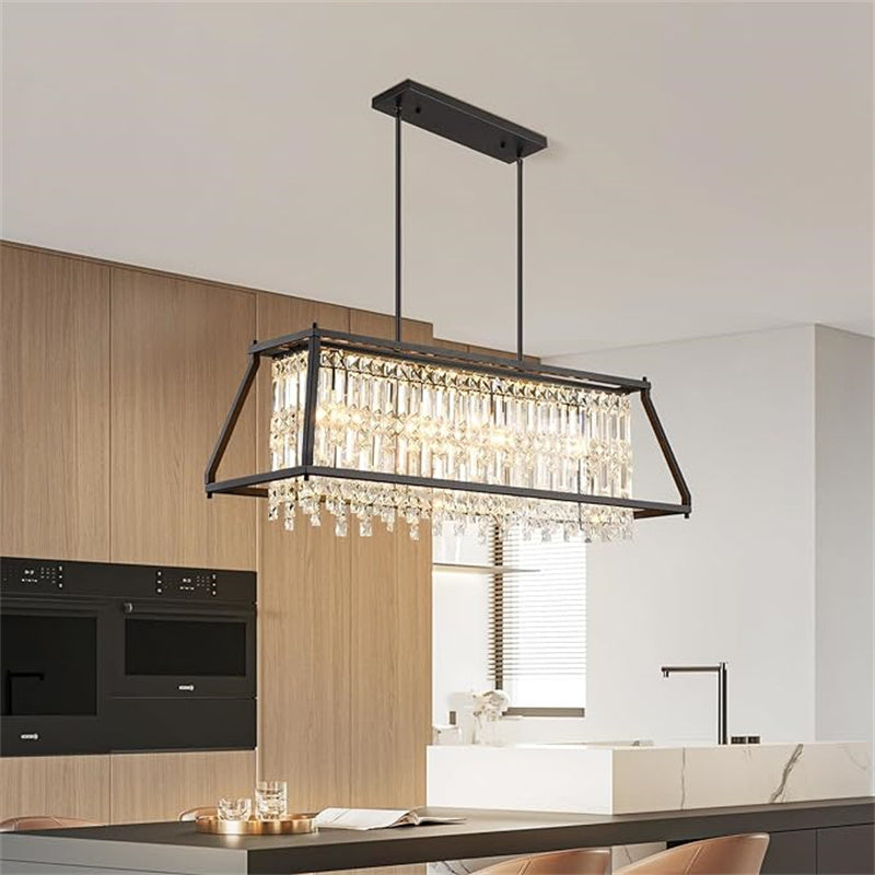 Rustic Style Crystal Pendant Lamp for Dining Room