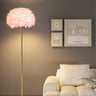 Nordic Floor Lamp with Feather and Crystal Shade