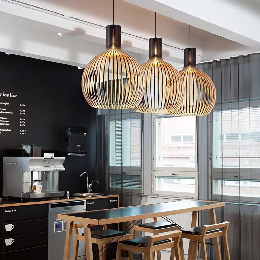 Nordic Pendant Lamp – Vintage Rustic Wood Pendant Lamp for Living Room