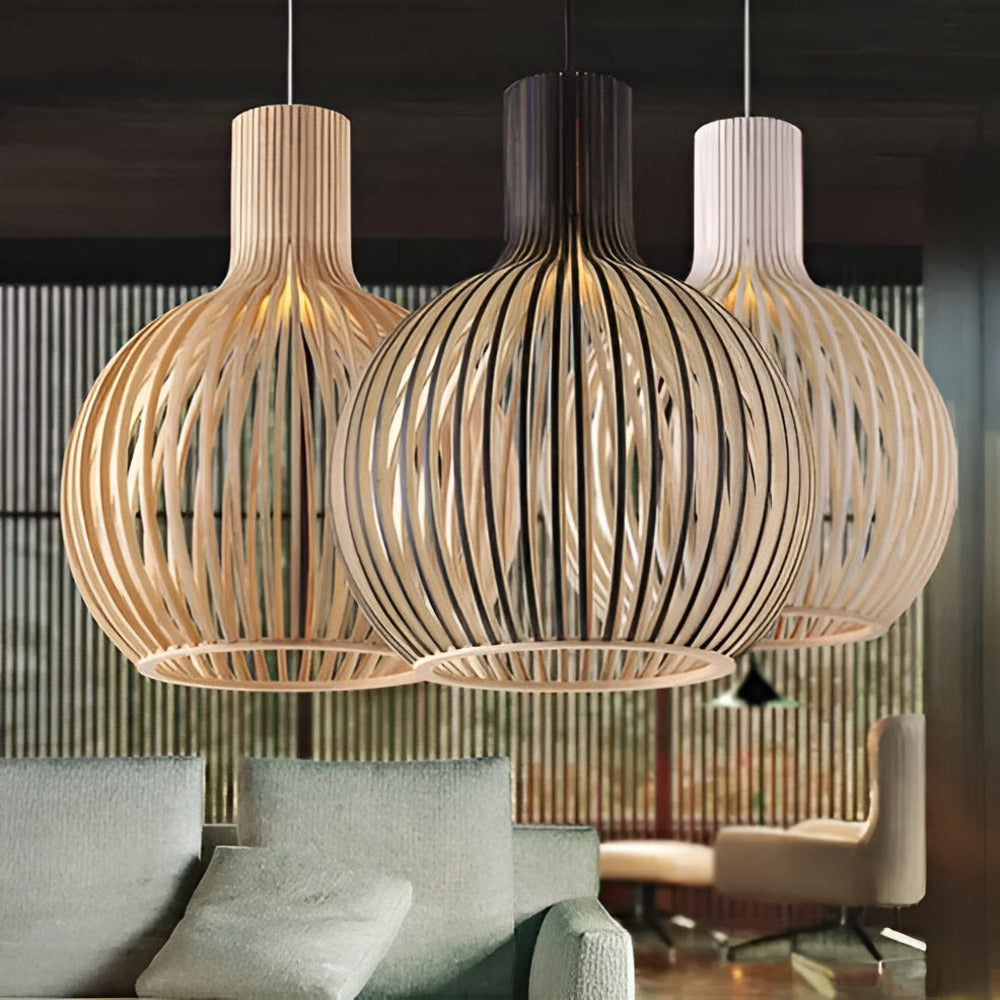 Nordic Pendant Lamp – Vintage Rustic Wood Pendant Lamp for Living Room