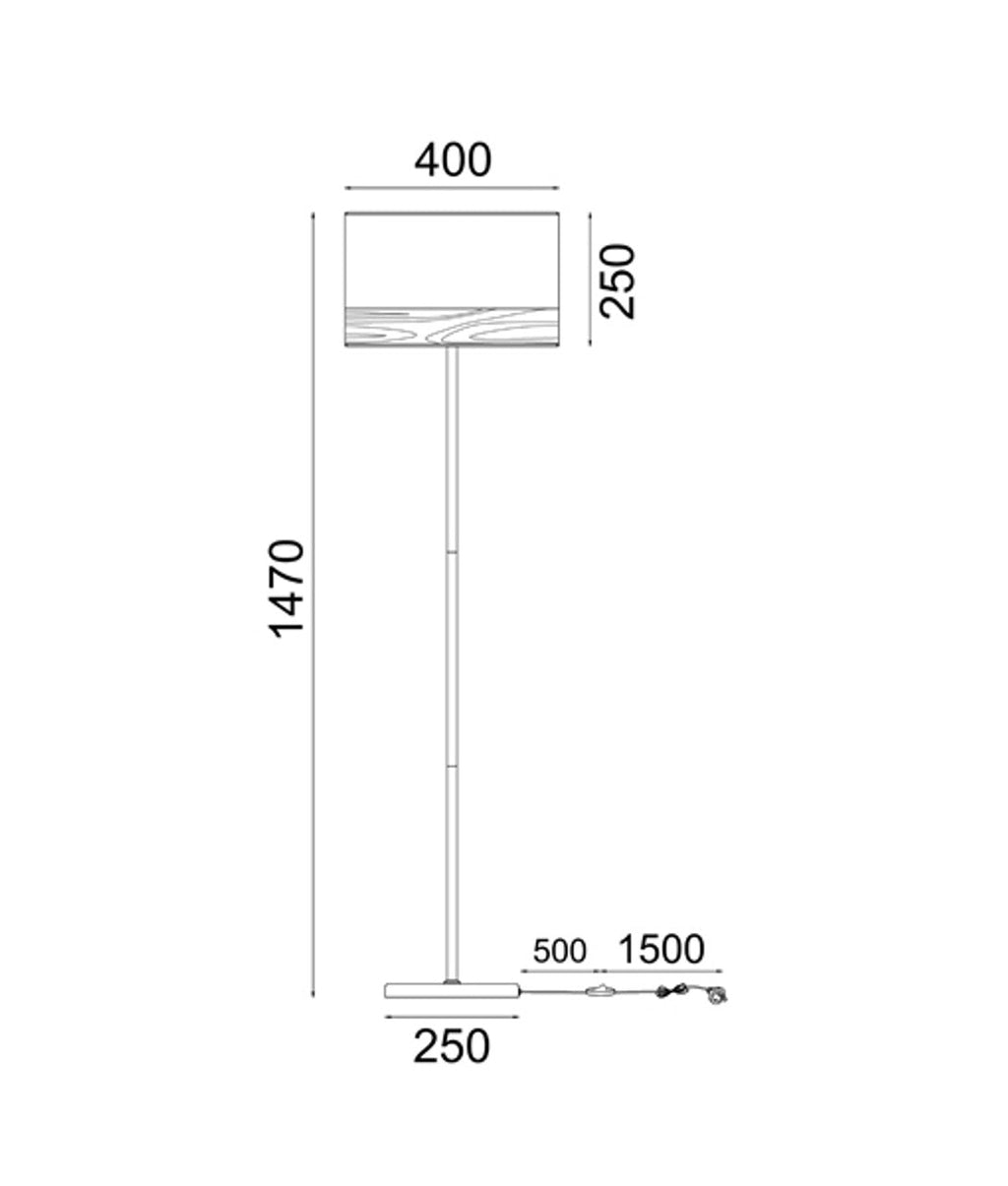 Elegant Drum-Shaped Floor Lamp E27 1470mm 72W White and Wood