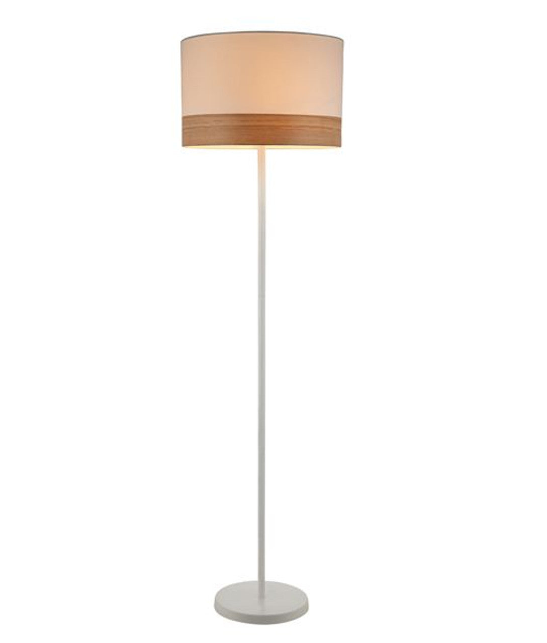Elegant Drum-Shaped Floor Lamp E27 1470mm 72W White and Wood