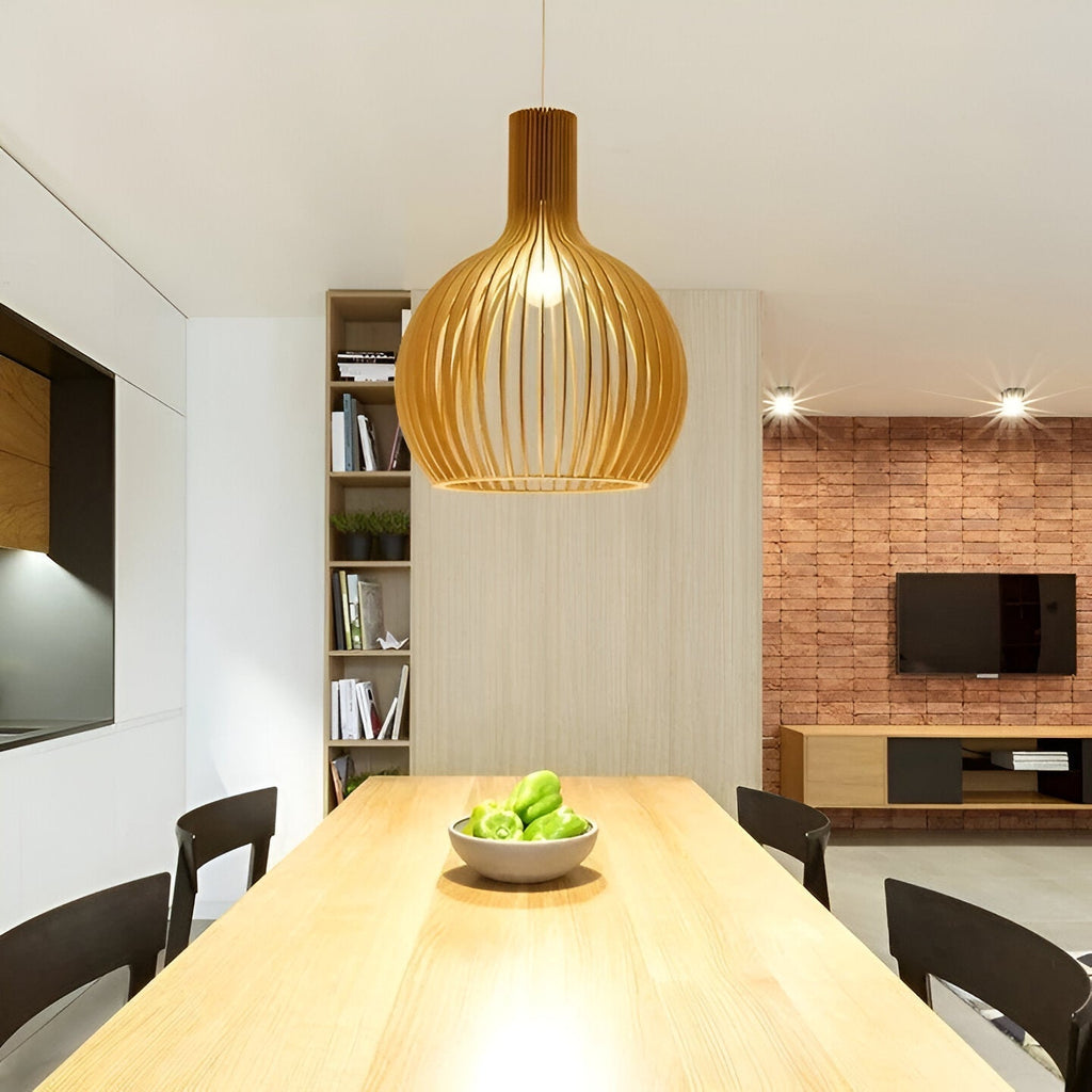 Nordic Pendant Lamp – Vintage Rustic Wood Pendant Lamp for Living Room