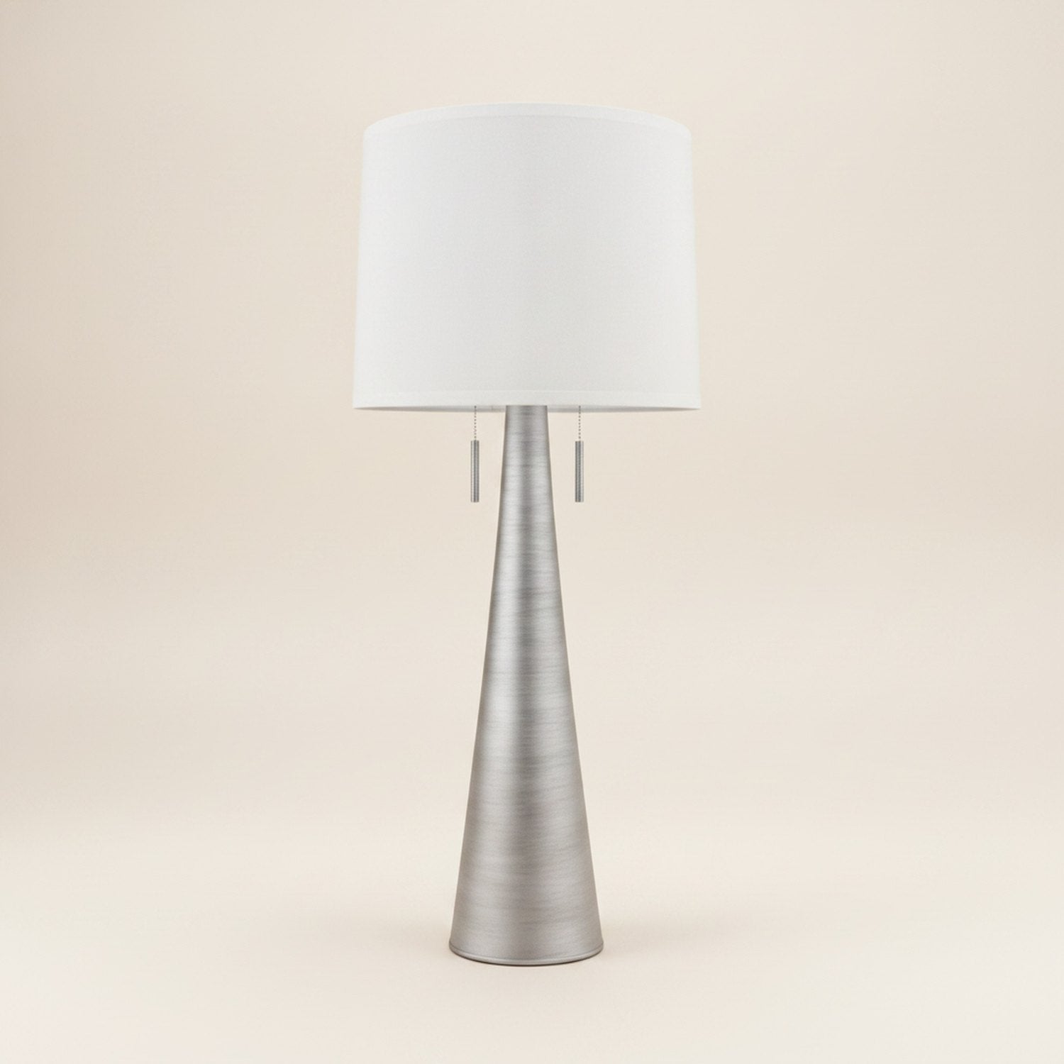 34" Silver Metal Two Light Table Lamp With White Empire Shade - hero