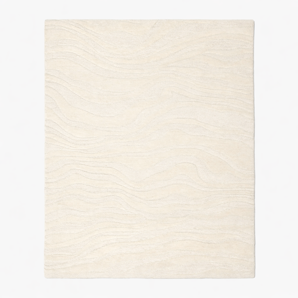 Multicolored Wool Rug With Fluid Pattern