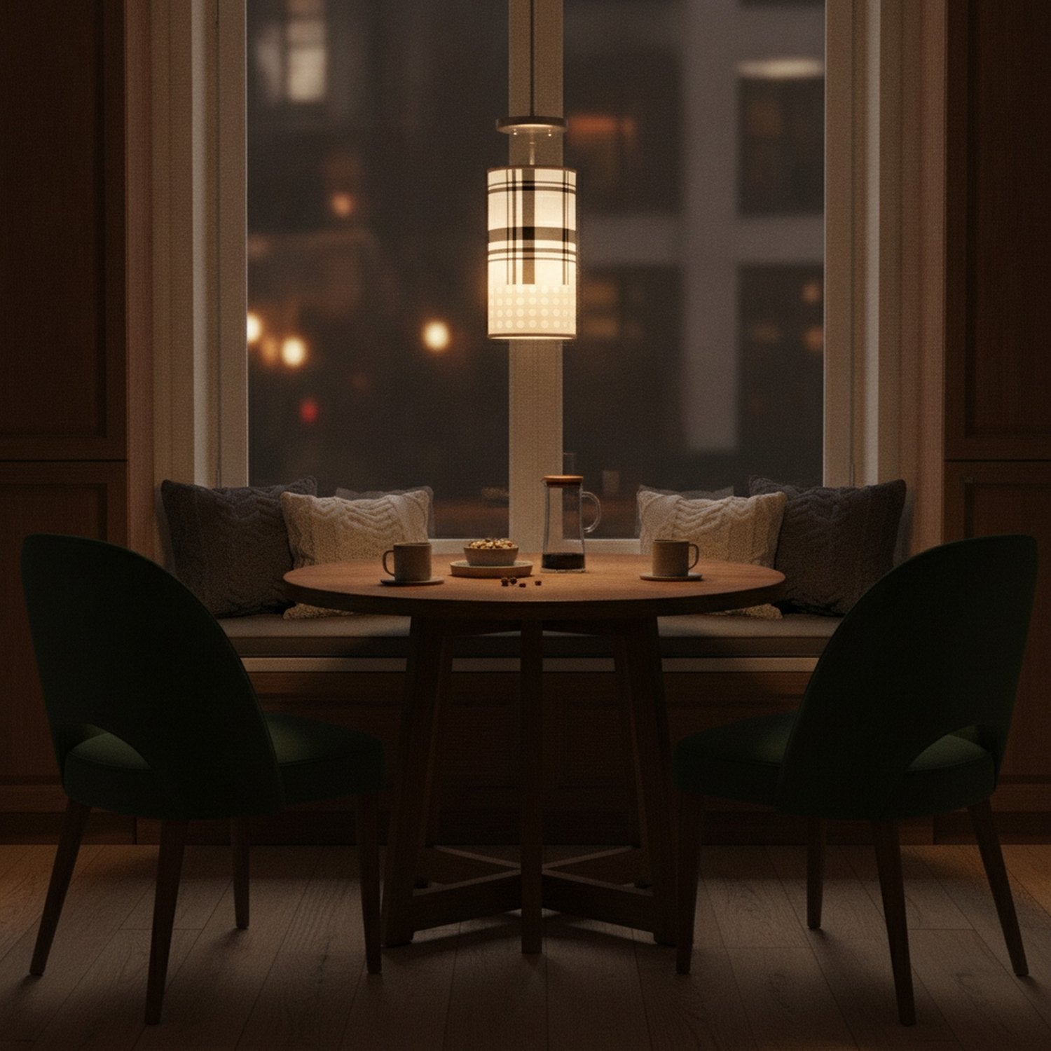 Austin Pendant Light – Black Plaid Shade - L2