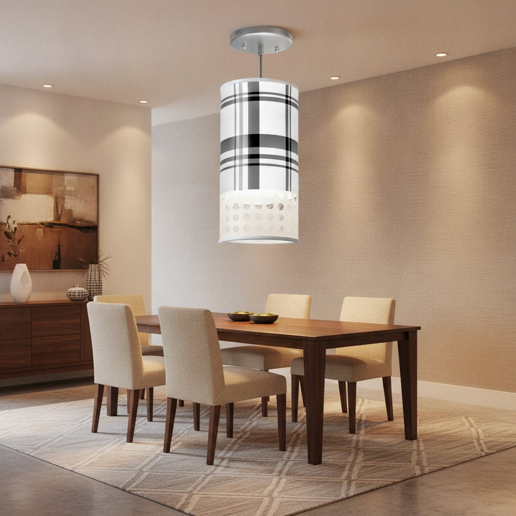 Austin Pendant Light – Black Plaid Shade - L3