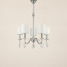 Silver Five-Light Crystal Chandelier with White Shades