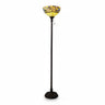 Tiffany Glass Floor Lamp, Green & Brown Bowl Shade