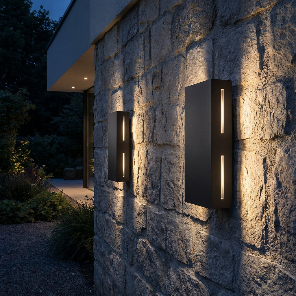 Modern LED Outdoor Wall Sconce Pair - Context