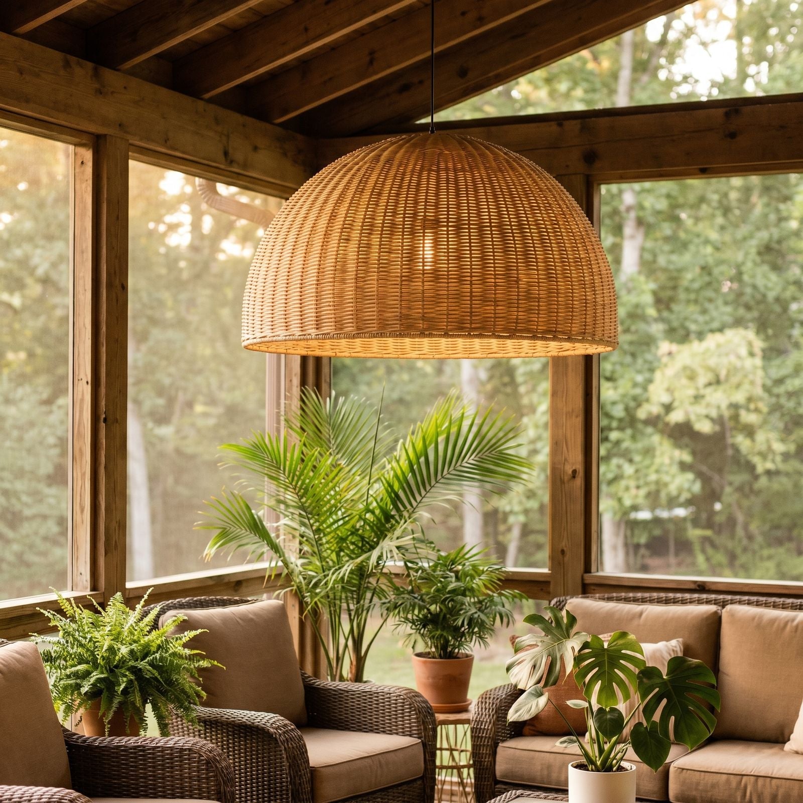 Rattan Outdoor Pendant - Context