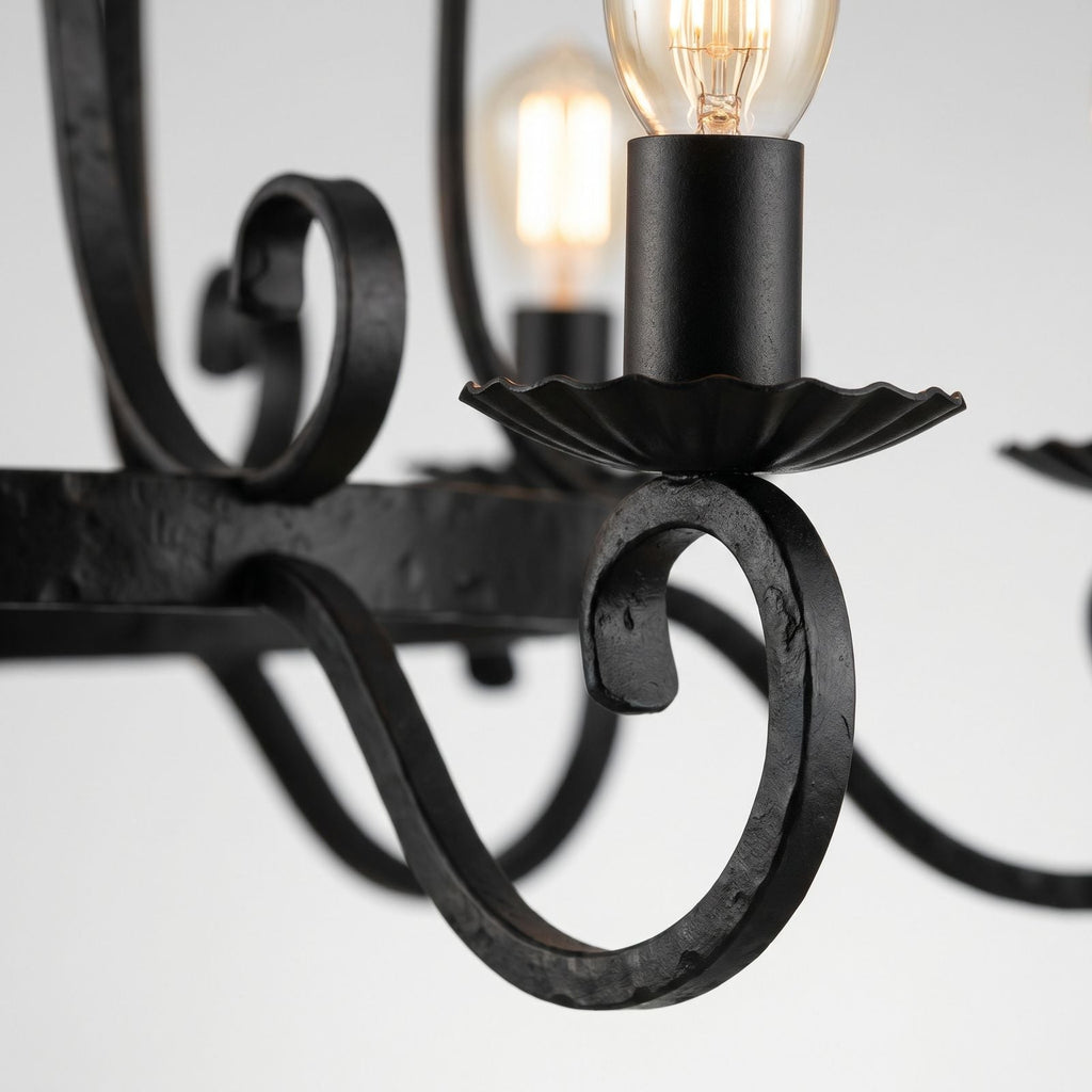 Outdoor Chandelier Black Iron - Detail